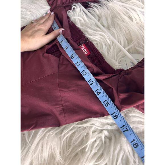 NWT Staud Josephine Cut-Out Maxi Dress Leg Slit Sweetheart Long Sleeve Plum SZ 4 - Picture 14 of 14